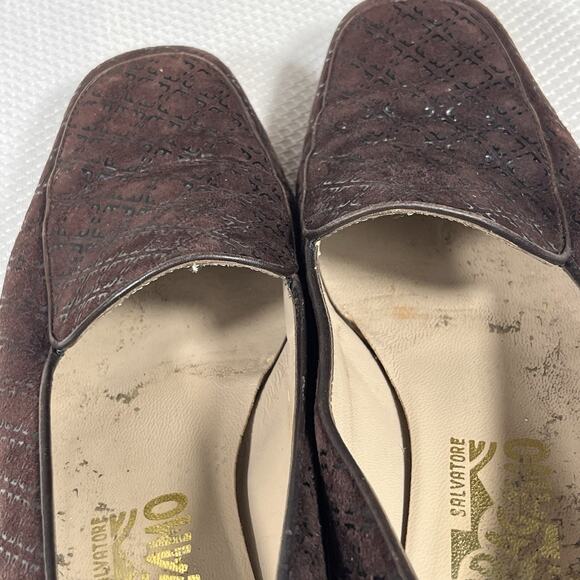 Salvatore Ferragamo Suede Square Toe Pumps‎ Brown Women’s Size 8B - Picture 12 of 12